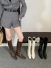 European and American Square Head Soft Leather Personalized Knight Boots 2025 Autumn and Winter Niche Thin Boots But Knee Small Slope Heel Fashion Boo