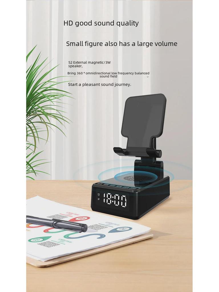 3-in-1 Wireless Charging Station with Speaker & Phone Stand, Compatible with Apple 15W Fast Charging, Vertical & Foldable Design