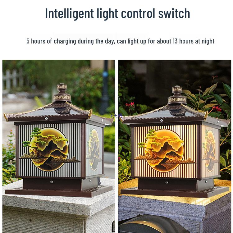 Waterproof Aluminum Solar Post Light for Outdoor Courtyard or Villa Entrance