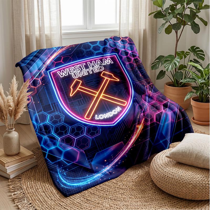 Coperta in Flanella con Stampa West Ham United, Morbida Calda Leggera Coperta da Divano Letto Campeggio