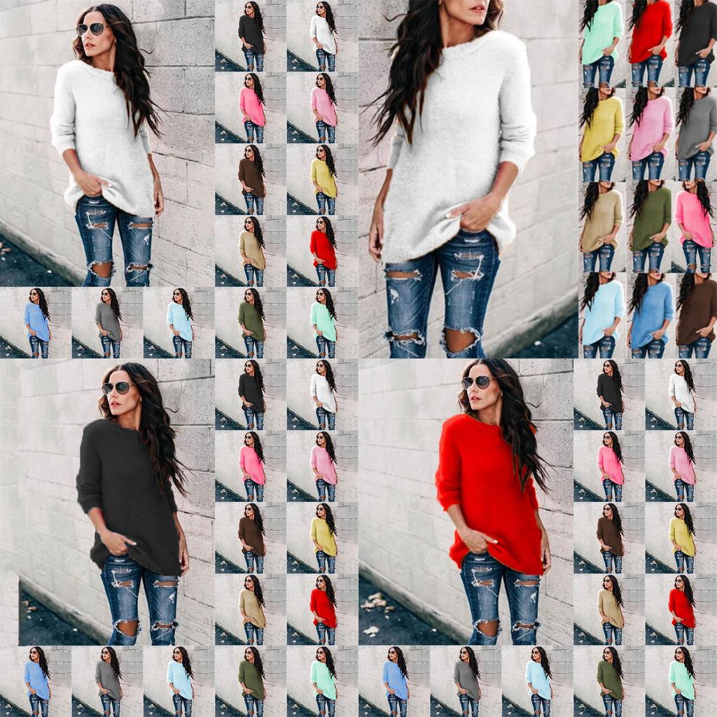 Women's Arctic Velvet Sweater Coat Cozy Crew Neck Pullover Blouse Ideal For Fall Winter