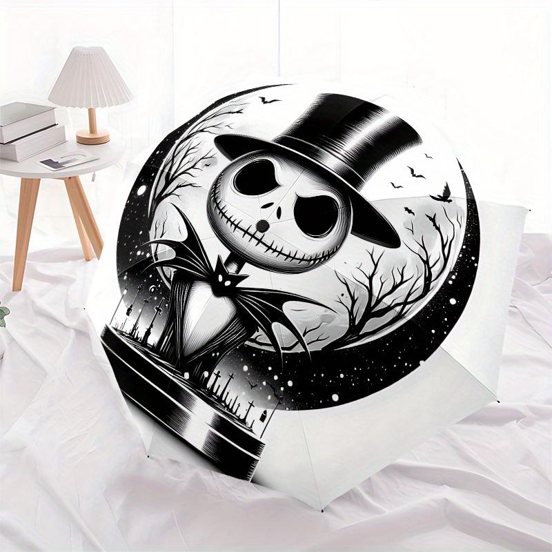 1 Automatisches Öffnen Jack Skellington, Albtraum vor Weihnachten Thema Bunter 8-Rippen Tragbarer Regenschirm für Männer und Frauen, Ein Kompakter Pendlerbegleiter