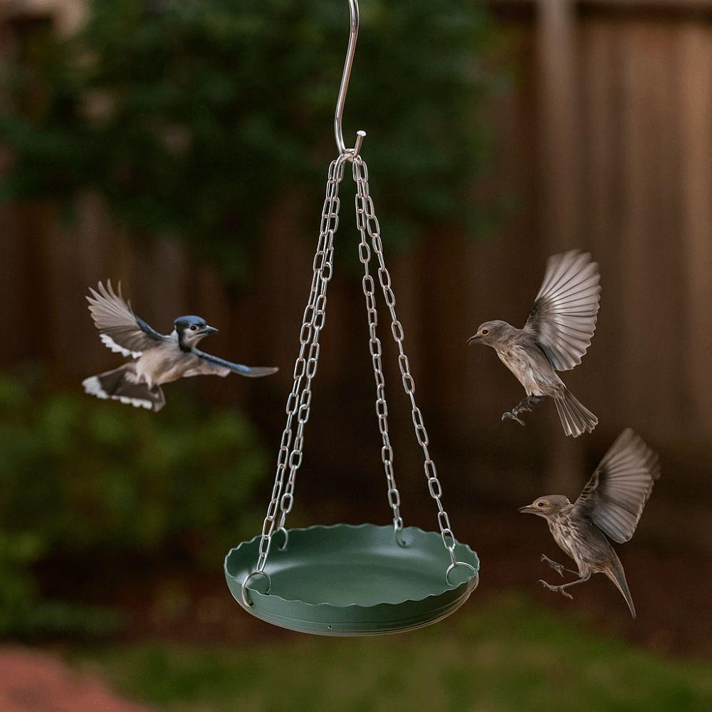 Plastic Bird Feeding Tray with Chain Bird Food Dispenser Outside Bird Tray  Outdoor