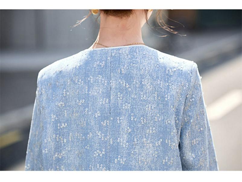 2025 Frühling Damen Retro Pailletten Rundhalsjacke HE5011