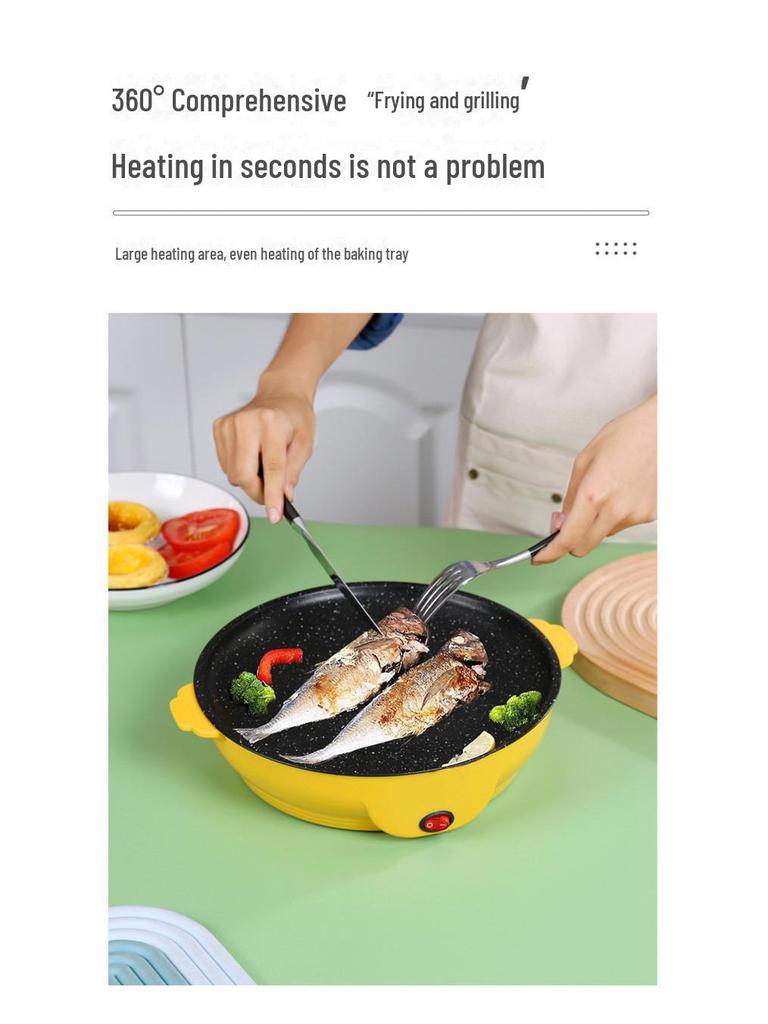 Nepřilnavá elektrická grilovací pánev pro korejské BBQ a steaky - Kompaktní a s nízkým příkonem, Ideální pro koleje a jídlo s sebou.