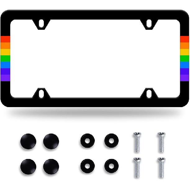 Daisy Flower License Plate Frame Beautiful Floral License Plate Stainless Steel Auto Parts Funny License Plate Decorative With Screws Size 12.3" X