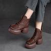 Fashion GKTINOO Women Motorcycle Boots Genuine Leather 2025 New Zip Thick Soled Women Shoes Sewing Handmade Retro Short Platform Boots