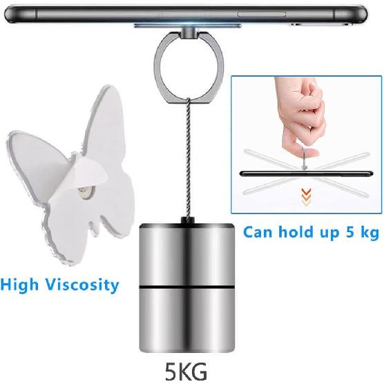 Cell Phone Ring Holder, Butterfly Phone Ring Grip Stand 360°Rotation Finger Ring Kickstand Compatible with iPhone,All Android Smartphone (Blue)