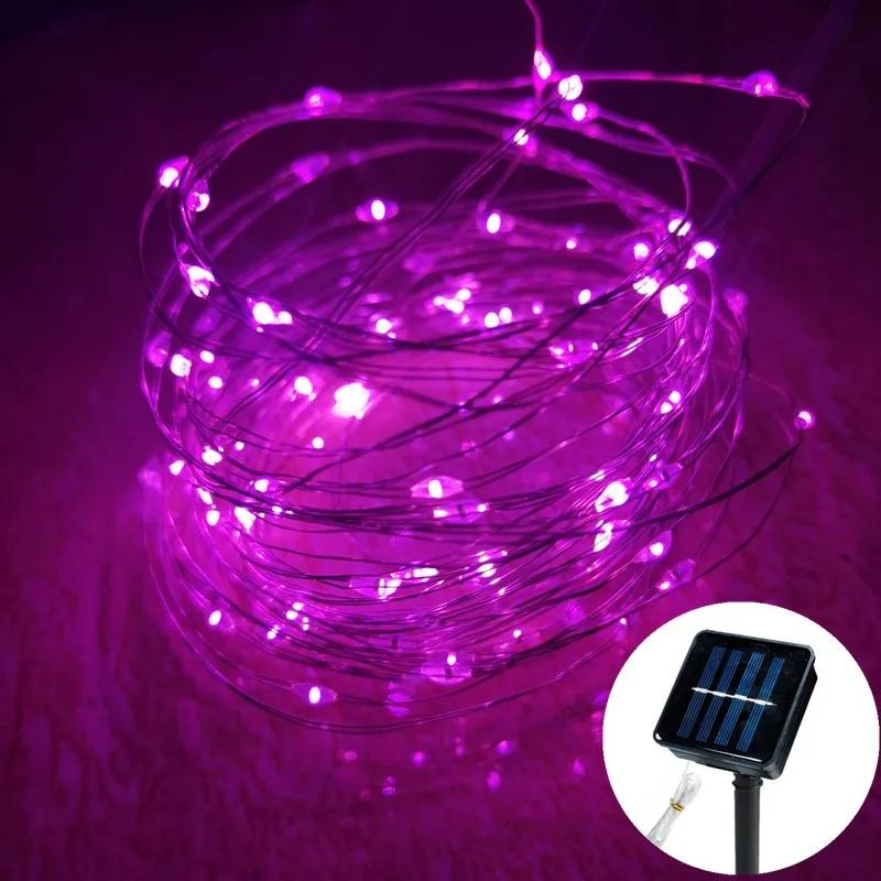 Solar Outdoor Lights LED Fairy Garland Copper Wire Light for Christmas Party Waterproof String Lights Garden Wedding Decorations