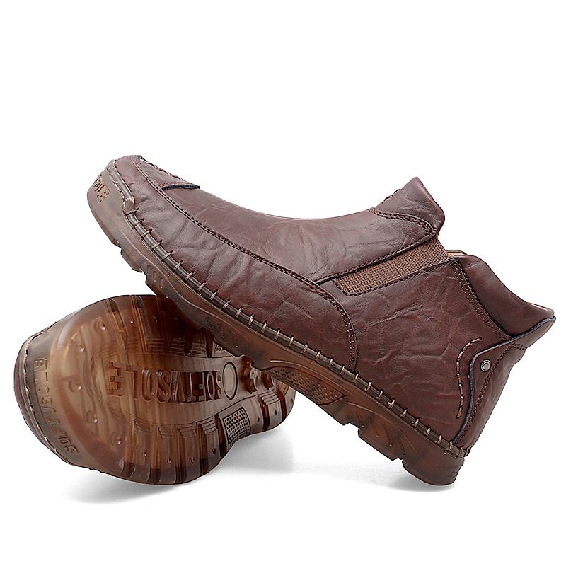 Men Boots Leather 2024 Autumn Winter Vintage Style Ankle Short Chelsea Boot Man Footwear Casual Men Motocross Boots Lightweight