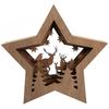 Light Decoration 10 LED Wooden Star with Reindeer 28 CM