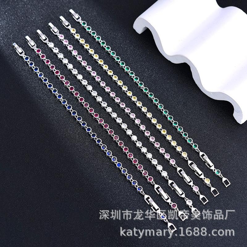 Pretty Girl Round Seamless Bottom Inlaid Zircon Bracelet Design Platinum-Plated Jewelry Women'S Jewelry Spot