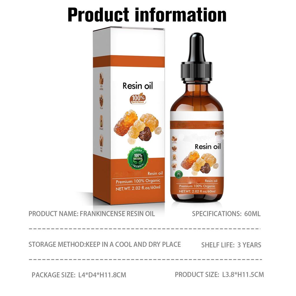 60ml Organic Frankincense Resin Oil For Face - Reduces Fine Lines & Wrinkles, Soothes Irritated Skin, Hydrates & Rejuvenates For Youthful