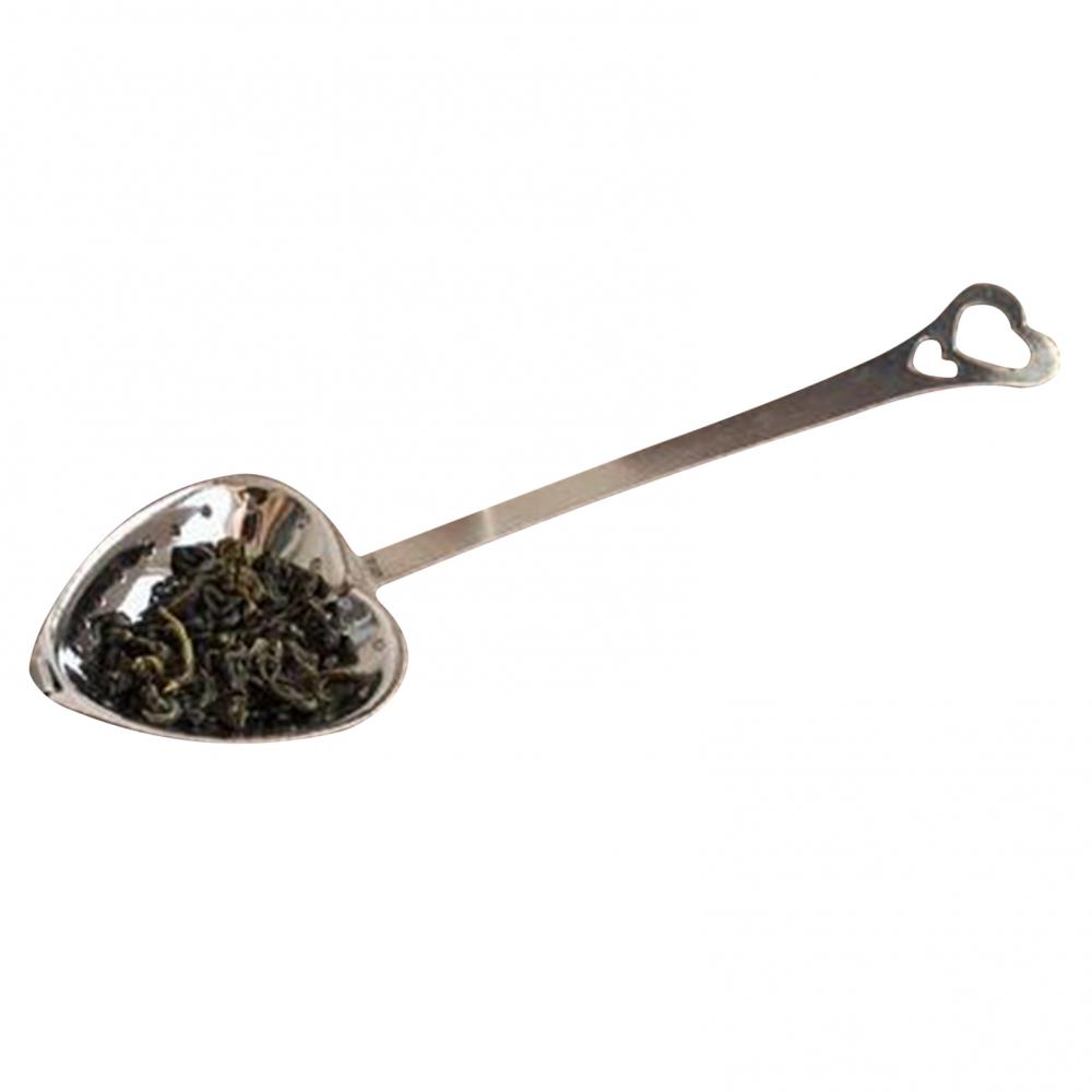 Creative Spoon Tea Strainer Heart Shape Stainless Steel Tea Infuser Spoon Strainer Steeper Teapot Filter серебряный