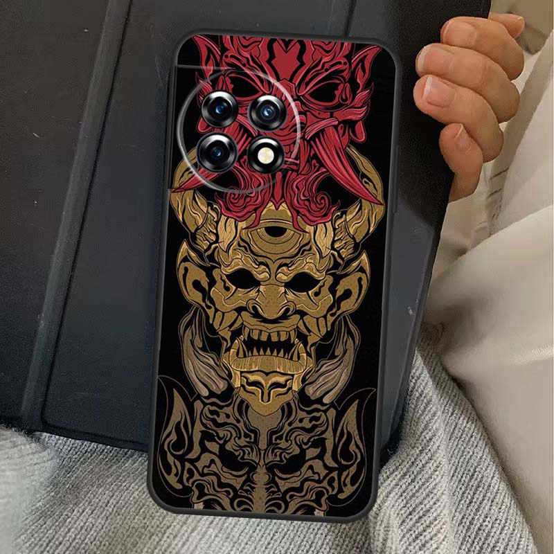 Samurai Oni Mask Case For OnePlus 11 10 9 8 Ace Pro 11R 9RT 10T 8T OnePlus Nord N20 N10 2T CE 2 Lite Cover