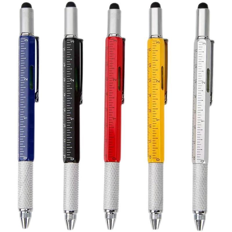 With Modern Handheld Tool Measure Technical Ruler Screwdriver Touch Screen Stylus Spirit Level 6 In1 Multifunction Ballpoint Pen