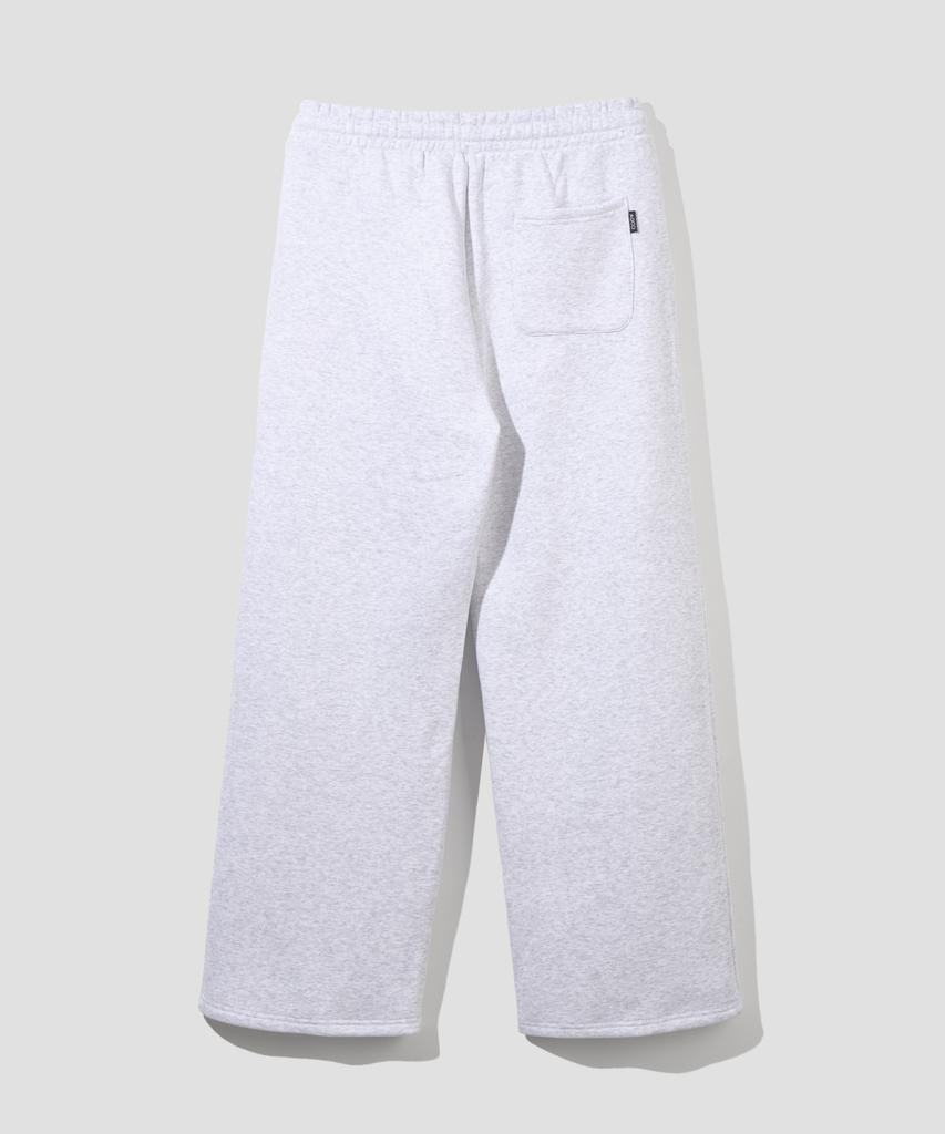 AGOD (Fleece-Lined) Single-Pleat Wide Sweatpants [White Melange]