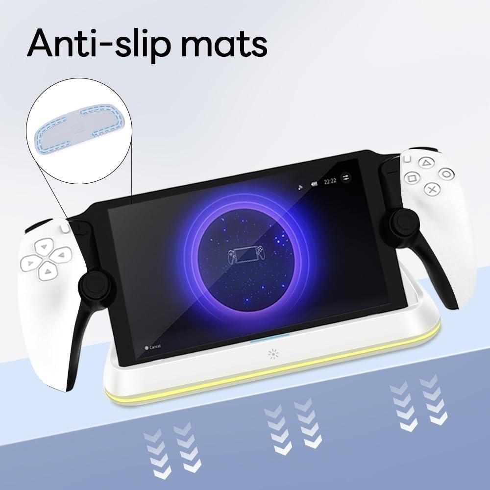 RGB Portable Charging Dock Charging Stand Station for PS5 Portal Consoles Accessories with 7 Lighting Modes and Type C Cable Quick Charging with Light