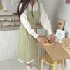 Cotton Sleeveless Apron With Fresh Checkered Pattern For Kitchen And Cafe Use