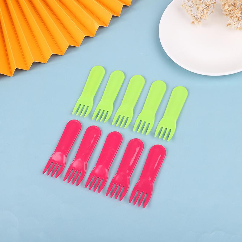 10Pcs Plastic Fruit Fork Mini Cartoon Children Fruit Fork Snack Cake Dessert Food Pick Toothpick Bento Lunches Party Decor