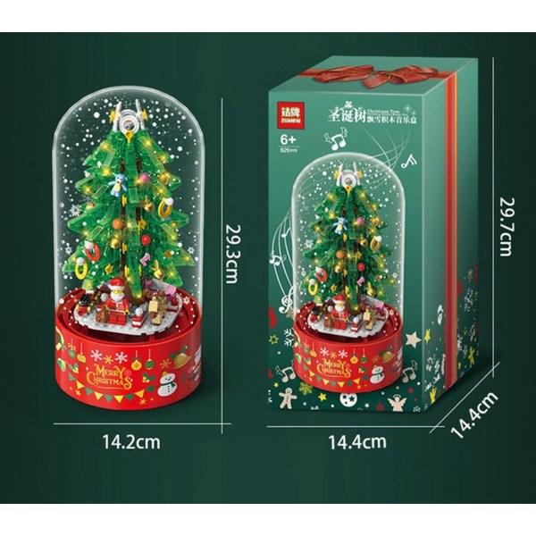 Paj snöar jul LEGO-kompatibel speldosa julgran, rosa