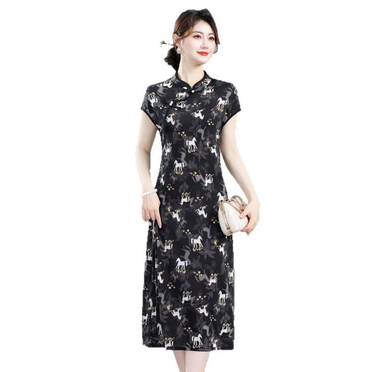 2026 Summer Elegant Slimming Qipao Dress - New Chinese Style with Diagonal Placket