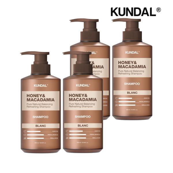 KUNDAL Honey & Macadamia Nature Shampoo Blanc 500ml x4