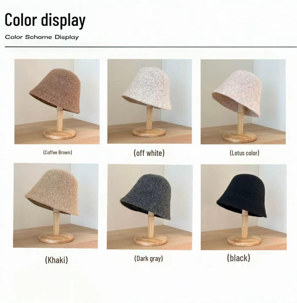 Women's High-End Warm Bucket Hat: Windproof, Cold-Proof, Solid Color, Face-Covering for Autumn/Winter
