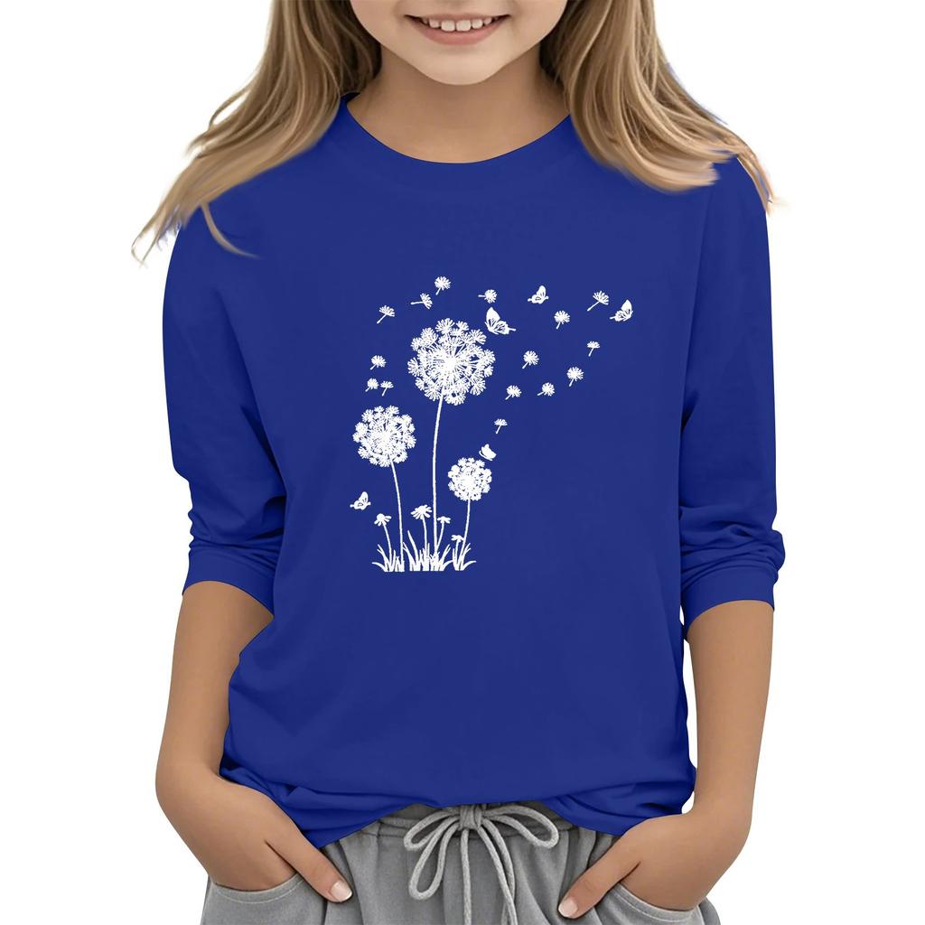 Children's 7-point Sleeved Round Neck Top Print Fashion Casual T-shirt