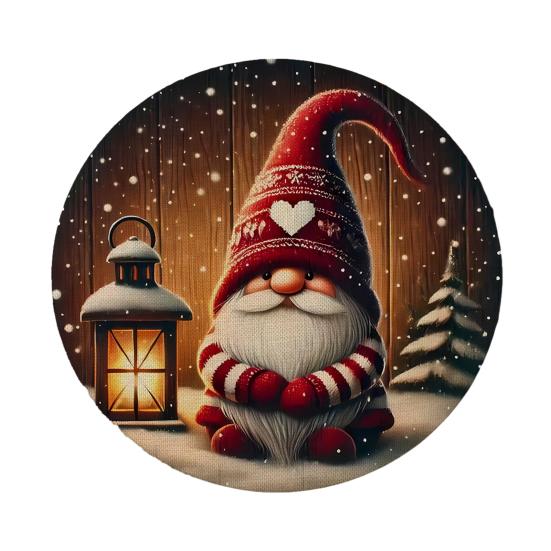 Tapis décoratif d'isolation thermique Rond Set de table de Noël, 14 pouces Motif festif Antidérapant Protecteur de table, Protecteur de table pour maison de vacances Endroit pour