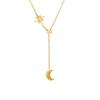 Trendy Star Moon Titanium Steel Necklace Women Small Pendant Jewelry 14K Gold Plated Fashion Gift