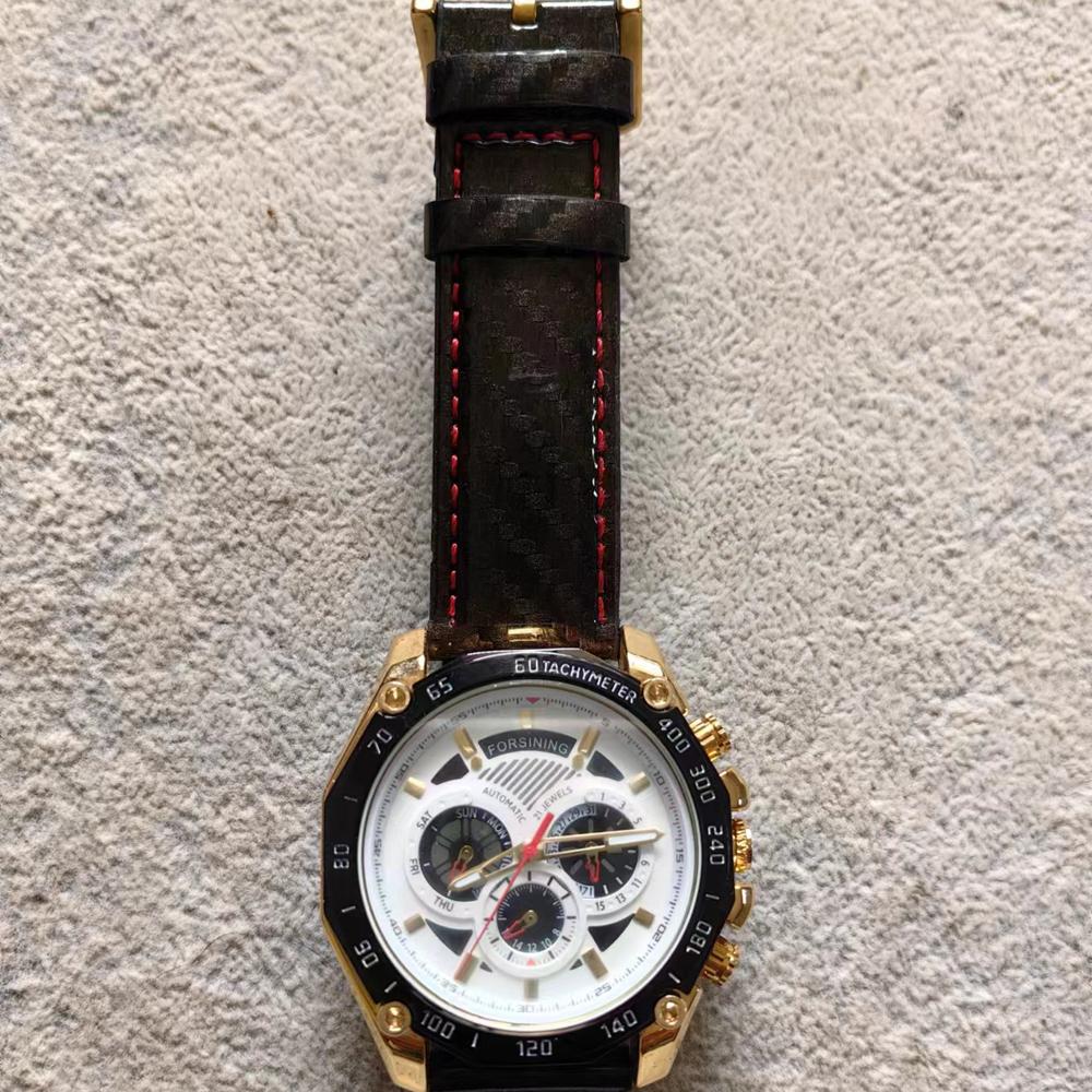 Forsining Men Automatic Mechanical Wristwatches Military Watch Leather Strap Sport Watch 3 Sub-dial Top Brand Luxury Relogio