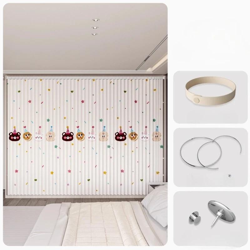 Rideau à coulisse pliante pour dressing, Rideaux de dressing pliants sans portes, Rideaux de porte anti-poussière pour armoire