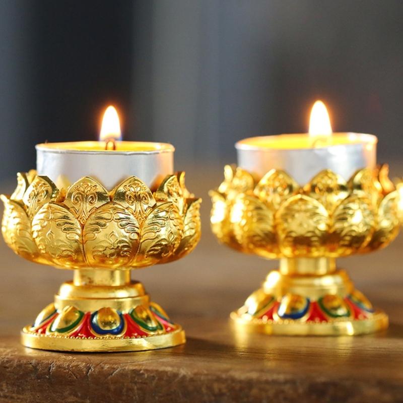 Butter Lamp Holder Coppers Candlestick Candle Holder Iron Lamp Holder Lotuss Buddhas Lamp Base