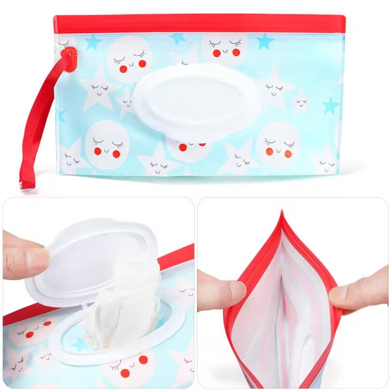 1Pc Portable Baby Wet Wipes Bag Flip Cover Tissue Box Refillable Wet Wipe Dispenser Carrying Pouch for Baby Stroller Accessories