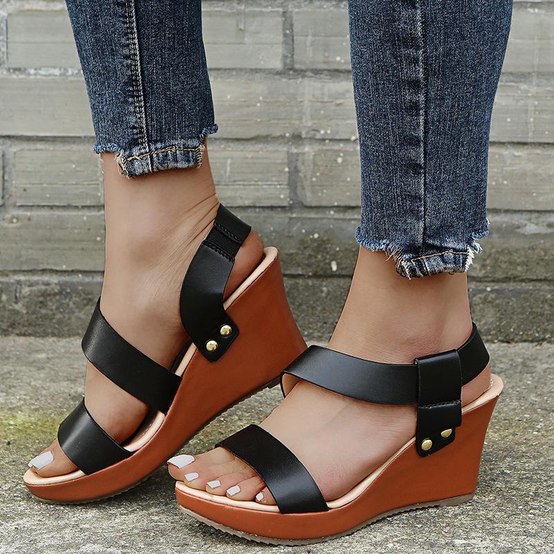 

New Fashion Slope Heel Thick Sole Large Women s Shoes