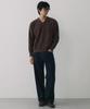 NODU V-Neck Waffle Essential Knit [Brown]