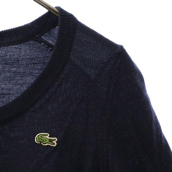 LACOSTE wool One-point patch pattern Long sleeve knit 34 sweater Women Used