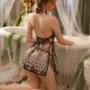 Original Erotic Underwear Sexy Mesh See-through Phoenix Print Cheongsam Pajamas Uniform Supplies Set 8737
