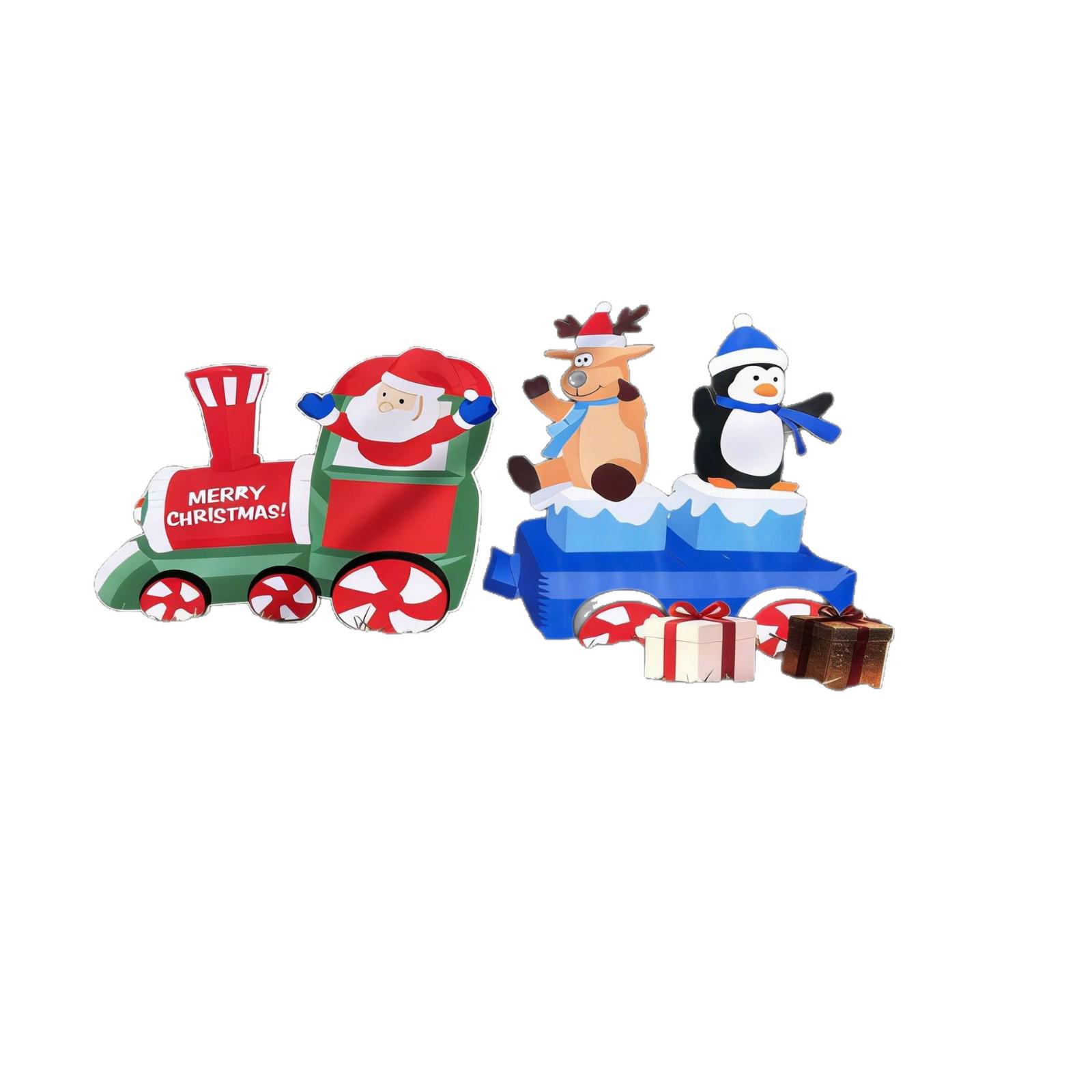 

Christmas Courtyard Ornament: Small Train with Reindeer, Penguin & Santa Claus