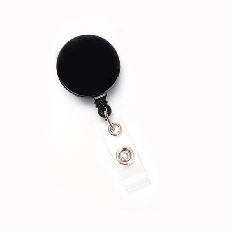 Frosted Anti-Lost Retractable Badge Clip with Metal Back and Pull-Out Buckle Lanyard