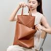 Puzzle Folding Full Cowhide Large Capacity Shoulder Tote Bag Retro Temperament Geometric Splicing Folding Bucket Bag