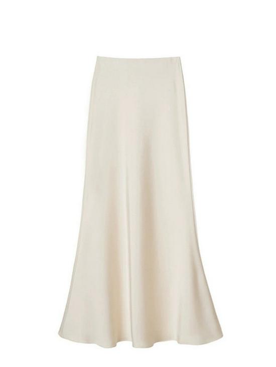 Eleganter Satin-Midirock im französischen Stil - Hoher Bund, Minimalistisches A-Linien-Schirmdesign für Damen