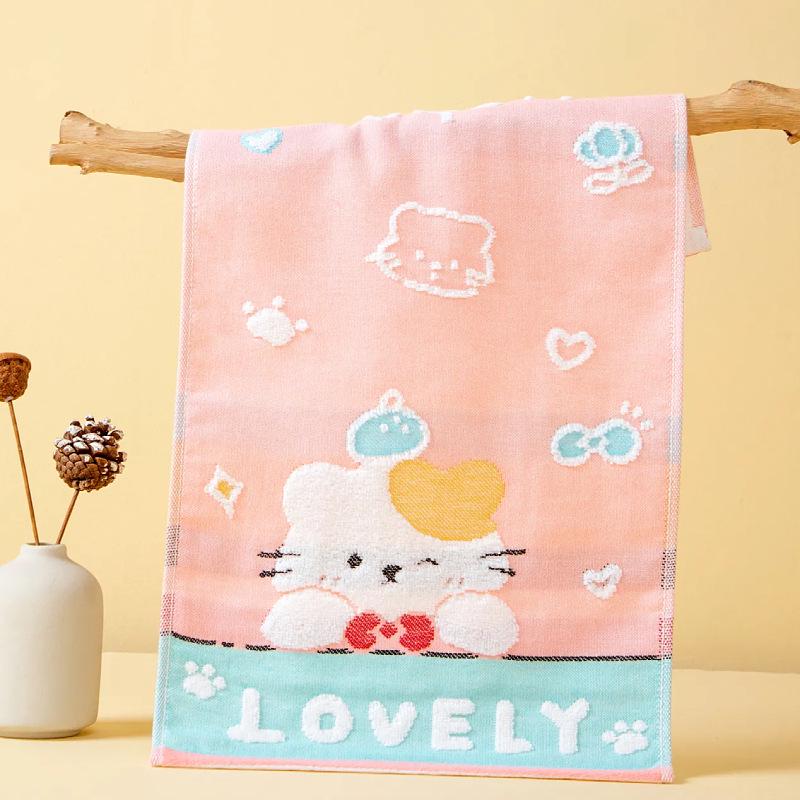 Soft Absorbent Cotton Cartoon Towel for Kids – Skin-Friendly Face Wash Towel, Perfect for Kindergarten and Babies