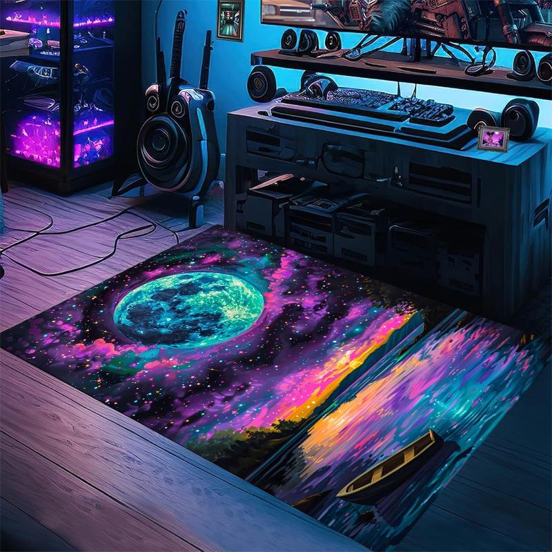 Starry Sky Carpet Esports Room Fashion Design Non-Slip Floor Mat for Kids Playroom Living Room Bedroom Gaming Room Home Decor