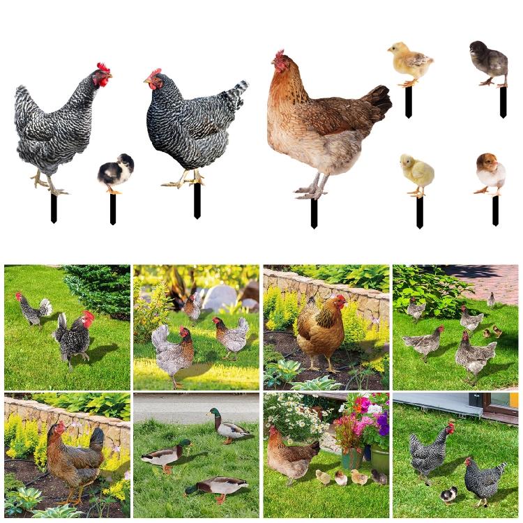 Chicken Garden Stakes Animal Stake Sculpture for Yard Outdoor Lawn Ornaments