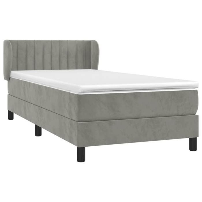 3127577 vidaXL Lit à sommier tapissier et matelas Gris clair 80x200 cm Velours