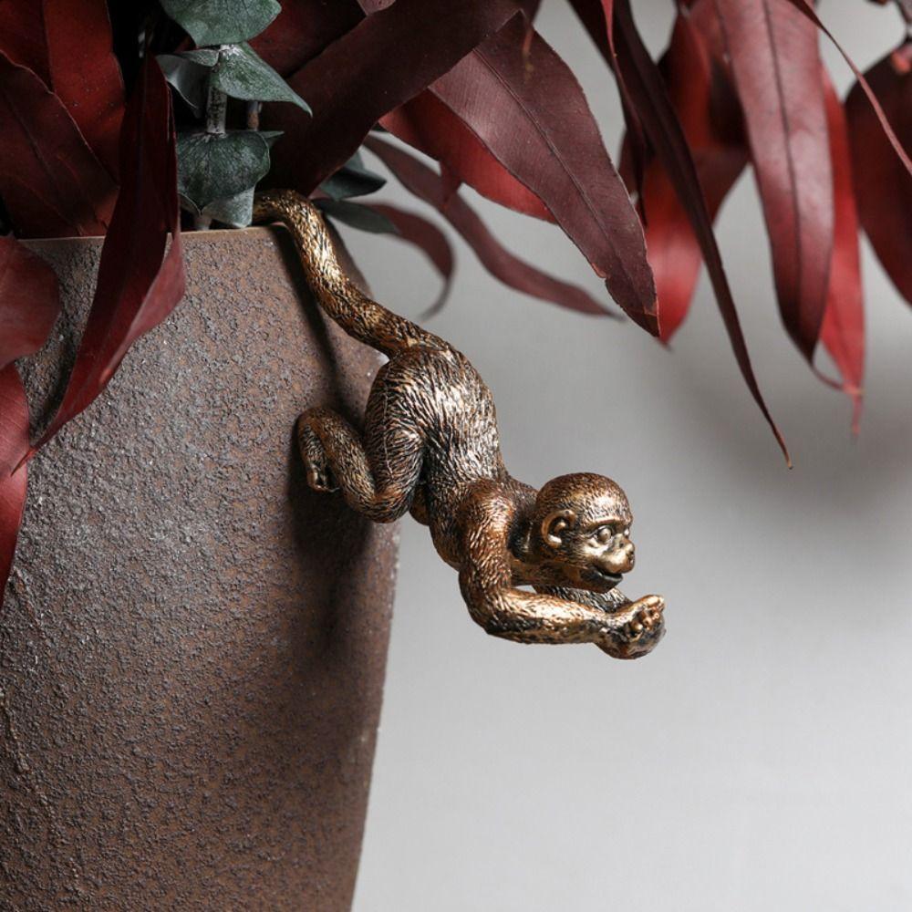 

Funny Monkey Figurines Cute Animal Flowerpot Decoration Outdoor Garden Fence
