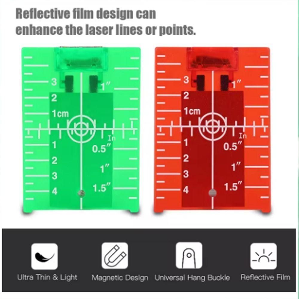 2pcs Red/Green Line Beam Distance Plate Double Scale Magnetic Target Plate  For Laser Level