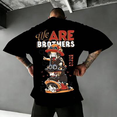 T-shirt Anime Fratelli Ace Luffy One Piece Uomo Donna Cotone Oversize Larga Grafica Tee Estate 2026 Streetwear Casuale Top Y2k
